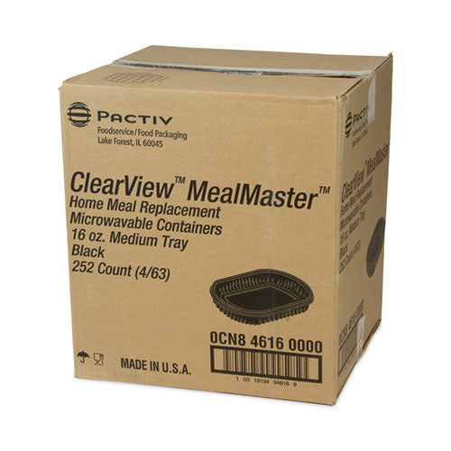 Image of Pactiv Evergreen EarthChoice MealMaster Container, 16 oz, 8.13 x 6.5 x 1, Black, Plastic, 252/Carton