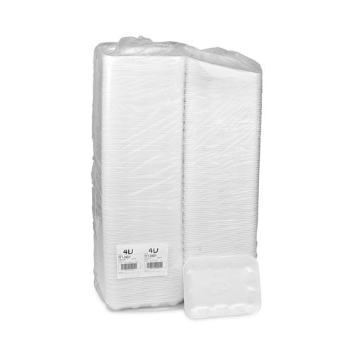 Image of Pactiv Evergreen Meat Tray, #4D, 9.5 x 7 x 1.25, White, Foam, 500/Carton