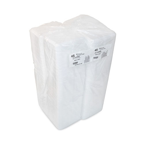 Image of Pactiv Evergreen Meat Tray, #4 Shallow, 9.13 x 7.13 x 0.65, White, Foam, 500/Carton