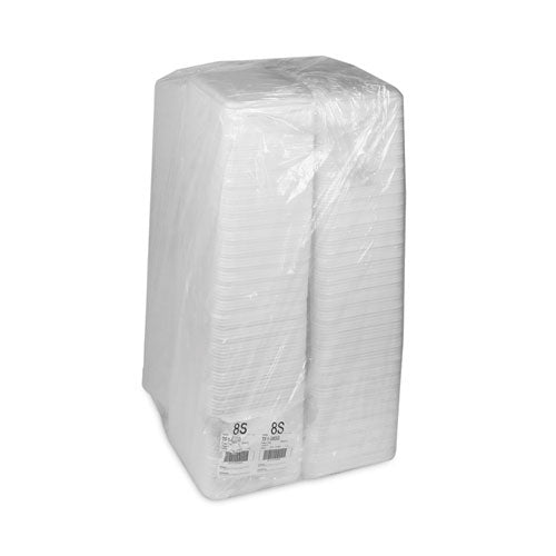Image of Pactiv Evergreen Supermarket Tray, #8S, 10 x 8 x 0.65, White, Foam, 500/Carton