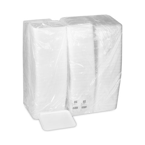 Image of Pactiv Evergreen Supermarket Tray, #8S, 10 x 8 x 0.65, White, Foam, 500/Carton