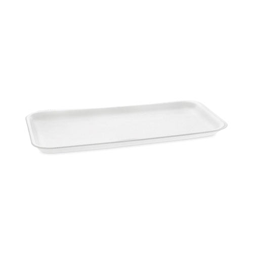 Image of Pactiv Evergreen Supermarket Tray, #10S, 10.75 x 5.7 x 0.65, White, Foam, 500/Carton