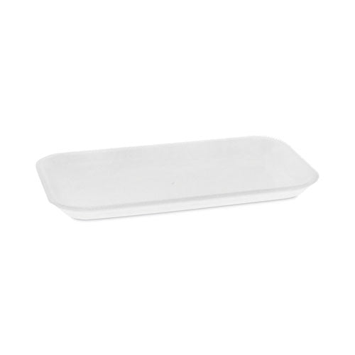 Image of Pactiv Evergreen Supermarket Tray, #17, 8.3 x 4.8 x 0.65, White, Foam, 1,000/Carton