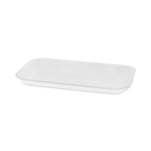 Image of Pactiv Evergreen Supermarket Tray, #17, 8.3 x 4.8 x 0.65, White, Foam, 1,000/Carton