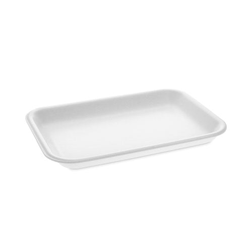 Image of Pactiv Evergreen Supermarket Tray, #2, 8.2 x 5.7 x 0.91, White, Foam ,500/Carton