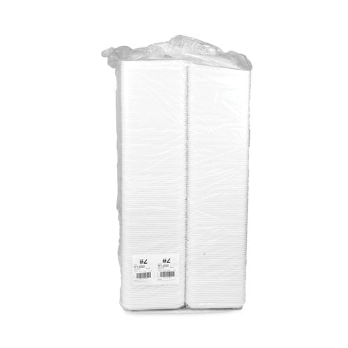 Image of Pactiv Evergreen Supermarket Tray, #2, 8.2 x 5.7 x 0.91, White, Foam ,500/Carton