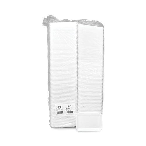 Image of Pactiv Evergreen Supermarket Tray, #2, 8.2 x 5.7 x 0.91, White, Foam ,500/Carton