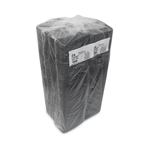 Image of Pactiv Evergreen Supermarket Tray, #2S, 8.2 x 5.7 x 0.65, Black, Foam, 500/Carton