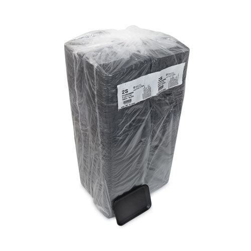 Image of Pactiv Evergreen Supermarket Tray, #2S, 8.2 x 5.7 x 0.65, Black, Foam, 500/Carton