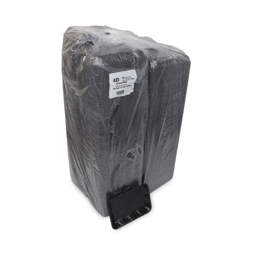 Image of Pactiv Evergreen Supermarket Tray, #4D1, 9.5 x 7 x 1.25, Black, Foam, 500/Carton