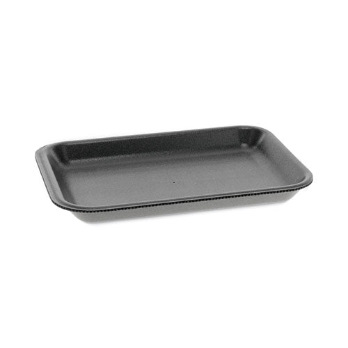 Image of Pactiv Evergreen Supermarket Tray, #2, 8.2 x 5.7 x 0.91, Black, Foam, 500/Carton