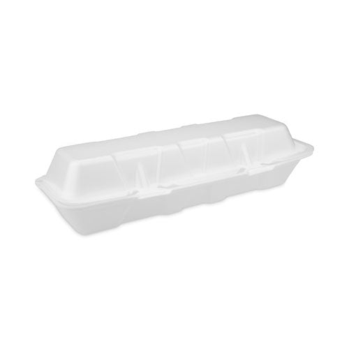 Image of Pactiv Evergreen Foam Hinged Lid Containers, Dual Tab Lock Hoagie, 13 X 4 X 4, White, 250/carton