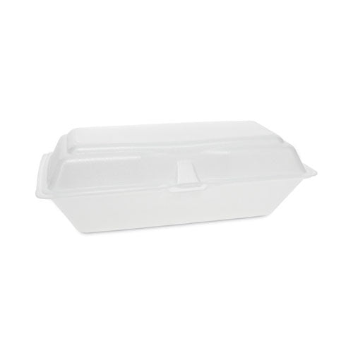 Image of Pactiv Evergreen Foam Hinged Lid Containers, Single Tab Lock Hoagie, 9.75 X 5 X 3.25, White, 560/carton