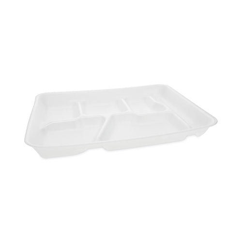 Image of Pactiv Evergreen Foam School Trays, 6-Compartment Tray, 8.5 x 11.5 x 1.25, White, 500/Carton