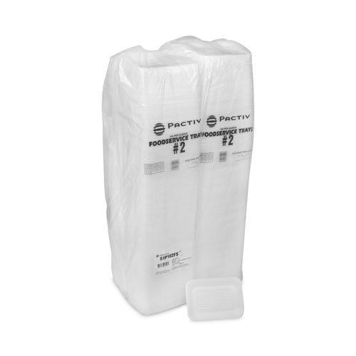 Image of Pactiv Evergreen Meat Tray, #2, 8.38 x 5.88 x 1.21, White, Foam, 500/Carton