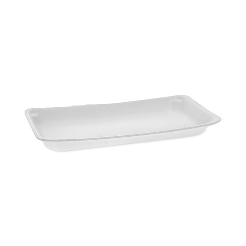 Image of Pactiv Evergreen Supermarket Tray, #10P, 10.75 x 5.5 x 1.2, White, Foam, 400/Carton