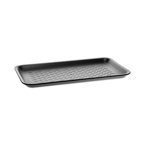 Image of Pactiv Evergreen Supermarket Tray, #10S, 10.88 x 5.88 x 0.69, Black, Foam, 500/Carton