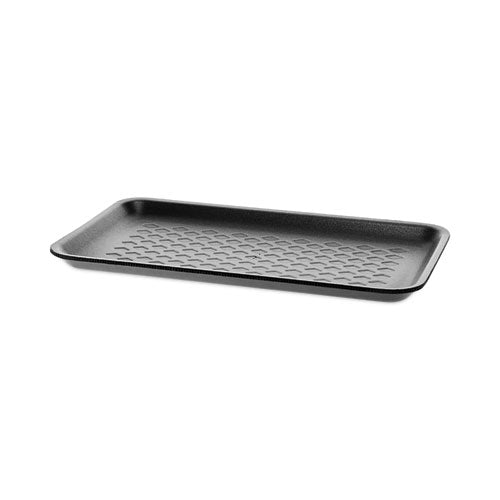 Image of Pactiv Evergreen Supermarket Tray, #10S, 10.88 x 5.88 x 0.69, Black, Foam, 500/Carton