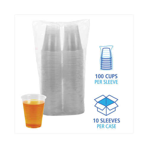 Image of Boardwalk® Translucent Plastic Cold Cups, 10 oz, 100/Sleeve, 10 Sleeves/Carton