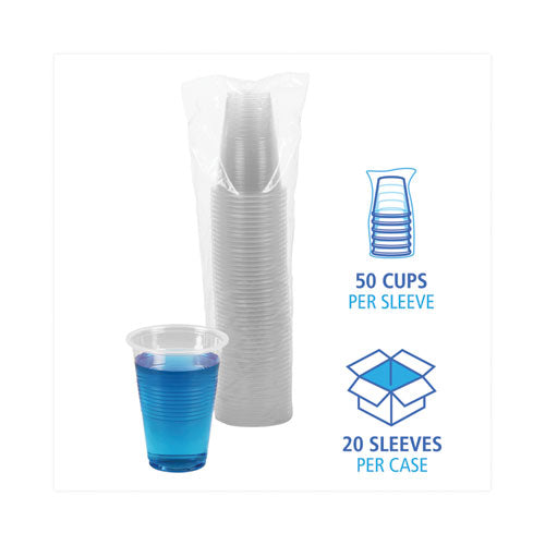 Image of Boardwalk® Translucent Plastic Cold Cups, 16 oz, 50/Sleeve, 20 Sleeves/Carton