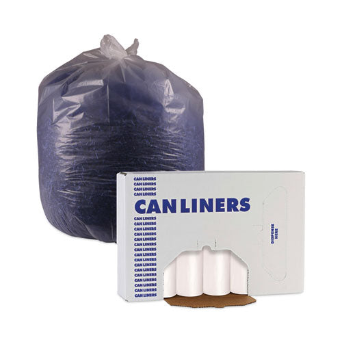 Image of Boardwalk® High-Density Can Liners, 33 gal, 14 mic, 33" x 38", Natural, Perforated Roll, 25 Bags/Roll, 10 Rolls/Carton
