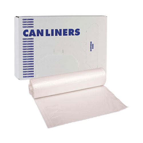 Image of Boardwalk® High-Density Can Liners, 45 gal, 13 mic, 40" x 46", Natural, Perforated Roll, 25 Bags/Roll, 10 Rolls/Carton