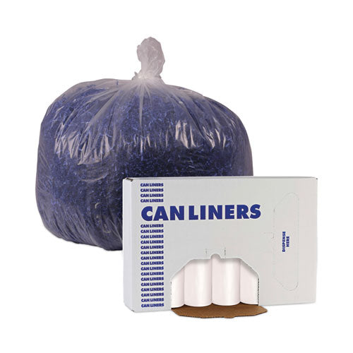 Image of Boardwalk® High-Density Can Liners, 56 gal, 19 mic, 43" x 47", Natural, Perforated Roll, 25 Bags/Roll, 6 Rolls/Carton