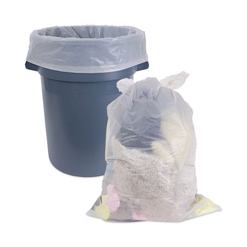 Image of Boardwalk® Industrial Drum Liners Rolls, 60 gal, 2.7 mil, 38" x 63", Clear, 50/Carton