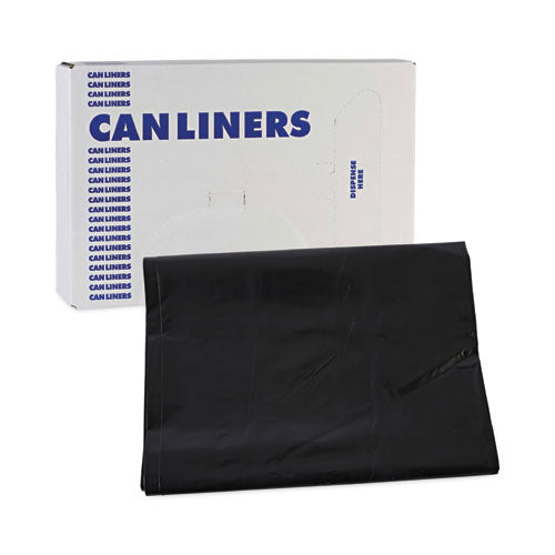 Image of Boardwalk® Linear Low Density Industrial Can Liners, 60 gal, 1.7 mil, 38" x 58", Black, Flat Pack, 100/Carton