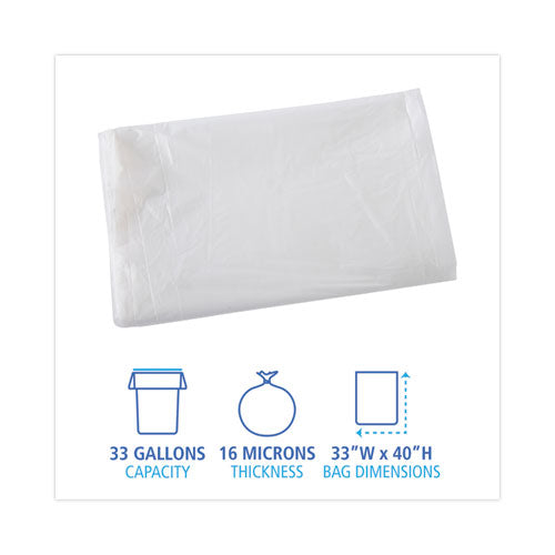 Image of Boardwalk® High Density Industrial Can Liners Flat Pack, 33 gal, 16 mic, 33" x 40", Natural, Flat Pack, 200/Carton
