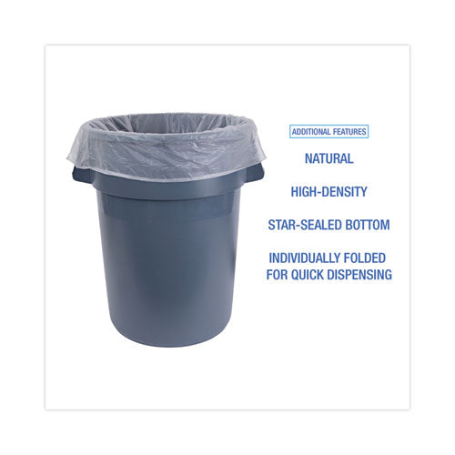 Image of Boardwalk® High Density Industrial Can Liners Flat Pack, 45 gal, 16 mic, 40" x 48", Natural, Flat Pack, 200/Carton