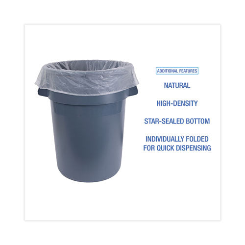 Image of Boardwalk® High Density Industrial Can Liners Flat Pack, 56 gal, 16 mic, 43" x 48", Natural, Flat Pack, 200/Carton