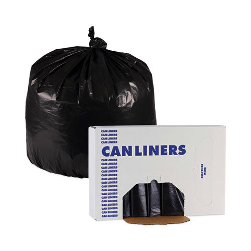 Image of Boardwalk® Linear Low Density Industrial Can Liners, 30 gal, 0.65 mil, 30" x 36", Black, Flat Pack, 200/Carton