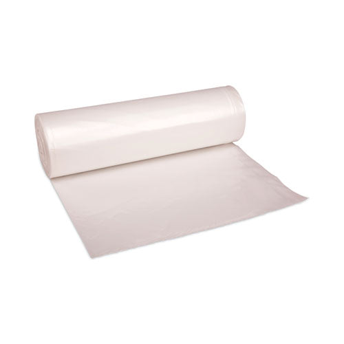 Image of Boardwalk® High Density Industrial Can Liners Coreless Rolls, 45 gal, 16 mic, 40" x 48", Natural, Perforated, 25 Bags/Roll, 10 Rolls/CT