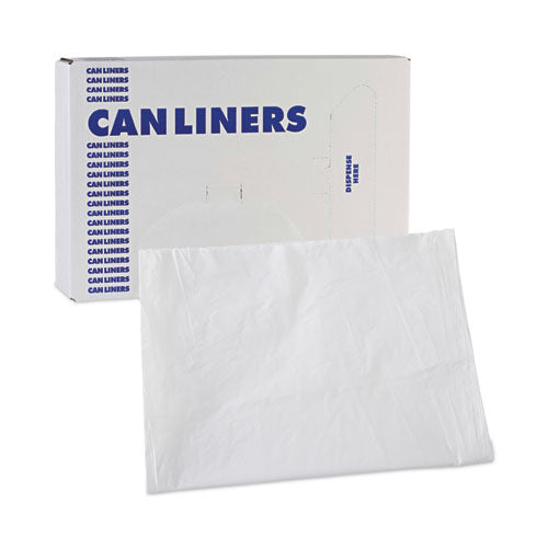 Image of Boardwalk® Linear Low Density Industrial Can Liners, 60 gal, 0.7 mil, 38" x 58", White, Flat Pack, 100/Carton