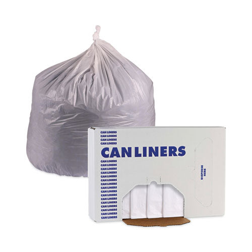 Image of Boardwalk® Linear Low Density Industrial Can Liners, 16 gal, 0.5 mil, 24" x 32", White, Flat Pack, 500/Carton