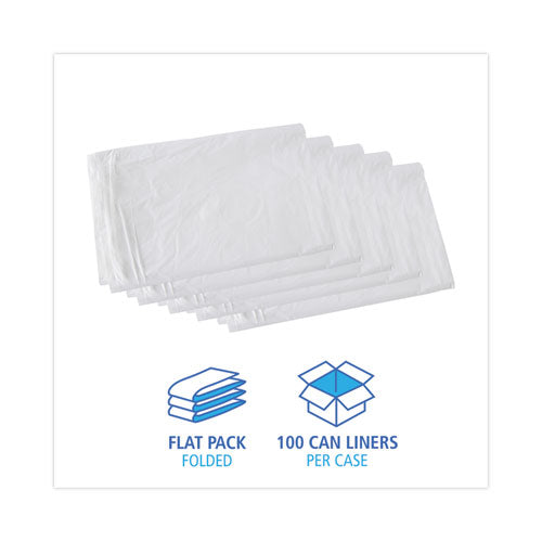 Image of Boardwalk® Linear Low Density Industrial Can Liners, 30 gal, 0.9 mil, 30" x 36", White, Flat Pack, 100/Carton
