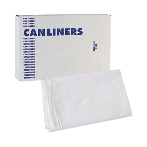 Image of Boardwalk® Linear Low Density Industrial Can Liners, 30 gal, 0.9 mil, 30" x 36", White, Flat Pack, 100/Carton