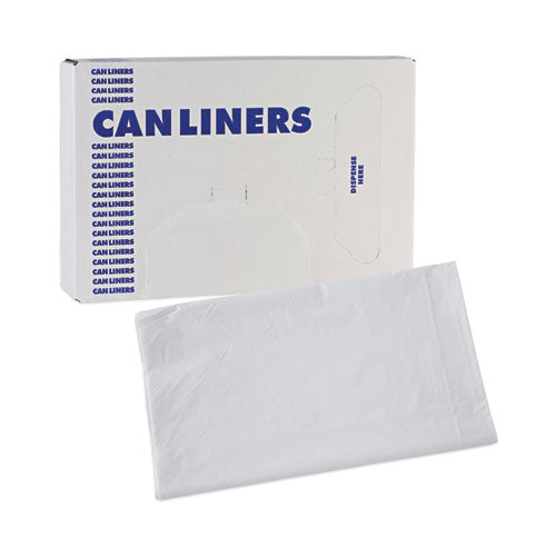 Image of Boardwalk® Linear Low Density Industrial Can Liners, 33 gal, 0.9 mil, 33" x 39", White, Flat Pack, 100/Carton