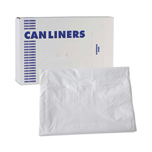 Image of Boardwalk® Linear Low Density Industrial Can Liners, 60 gal, 0.9 mil, 38" x 58", White, Flat Pack, 100/Carton