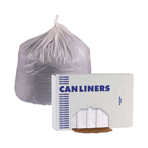Image of Boardwalk® Linear Low Density Industrial Can Liners, 45 gal, 0.9 mil, 40" x 46", White, Flat Pack, 100/Carton