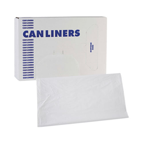 Image of Boardwalk® Linear Low Density Industrial Can Liners, 45 gal, 0.9 mil, 40" x 46", White, Flat Pack, 100/Carton