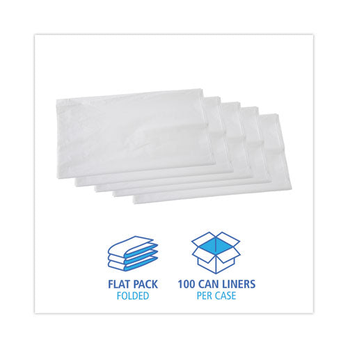 Image of Boardwalk® Linear Low Density Industrial Can Liners, 56 gal, 0.9 mil, 43" x 47", White, Flat Pack, 100/Carton