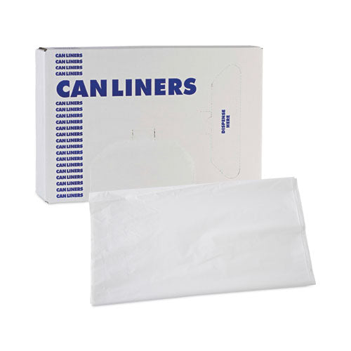 Image of Boardwalk® Linear Low Density Industrial Can Liners, 56 gal, 0.9 mil, 43" x 47", White, Flat Pack, 100/Carton