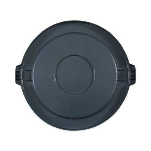 Image of Boardwalk® Lids For 44 Gal Waste Receptacles, Flat-Top, Round, Plastic Gray