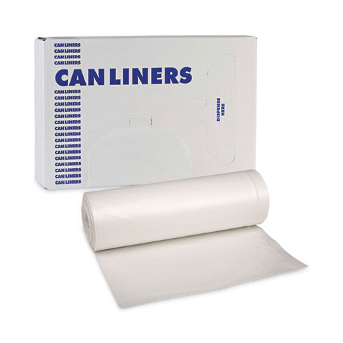 Image of Boardwalk® Low-Density Waste Can Liners, 30 gal, 0.5 mil, 30" x 36", White, Perforated Roll, 10 Bags/Roll, 20 Rolls/Carton