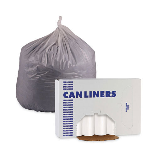Image of Boardwalk® Low-Density Waste Can Liners, 60 gal, 0.5 mil, 38" x 58", White, Perforated Roll, 10 Bags/Roll, 10 Rolls/Carton
