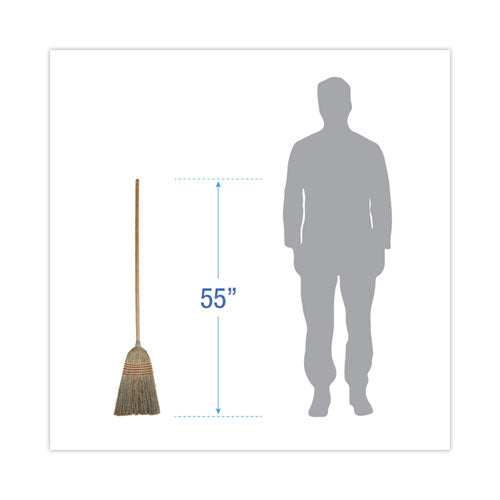 Image of Boardwalk® Parlor Broom, Corn Fiber Bristles, 55" Overall Length, Natural
