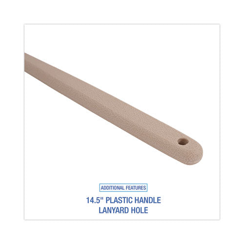 Image of Boardwalk® Utility Brush, Cream Nylon Bristles, 5.5" Brush, 14.5" Tan Plastic Handle