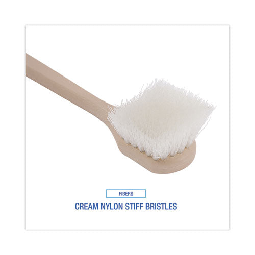 Image of Boardwalk® Utility Brush, Cream Nylon Bristles, 5.5" Brush, 14.5" Tan Plastic Handle